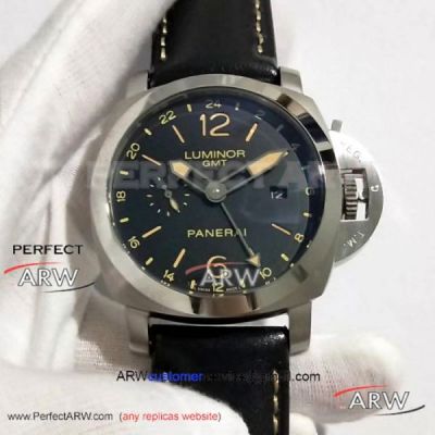 Perfect Replica Panerai Luminor GMT PAM00531 44MM Watch - 316L Stainless Steel Black Dial